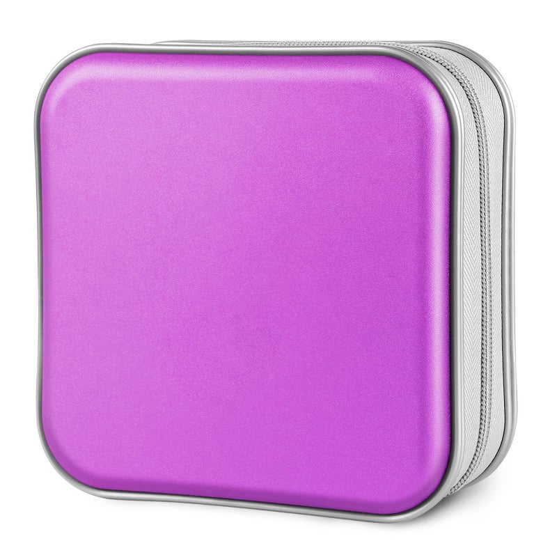 Siveit CD Case, 40 Capacity CD/DVD Case Holders Wallet Hard Plastic DVD Disc Cases Storage Binder for Car Home Office Travel (Purple) - Image 1